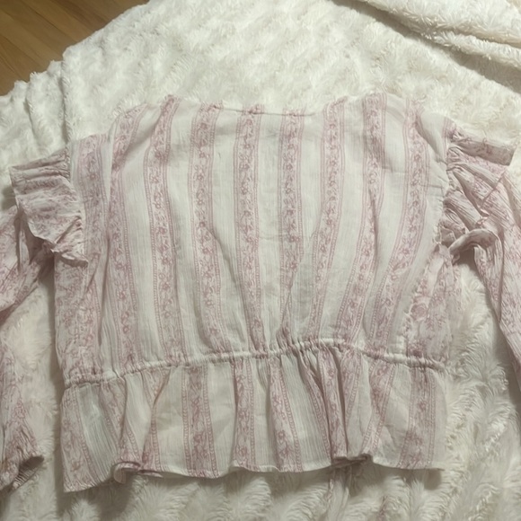 Free People Flounce Sleeve Sheer Boho Hippie peasant Blouse Top Ruffle Feminine - Picture 8 of 8